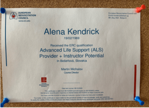 Nemocnica Bory_ALS certifikat_Alena Kendrick